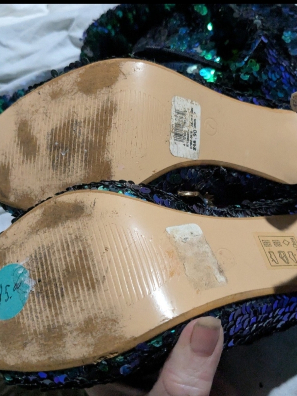 Cape Robbin Thigh High Mermaid Sequin Blue Green Open Toe Fetish Boots Size 7 - Picture 7 of 12